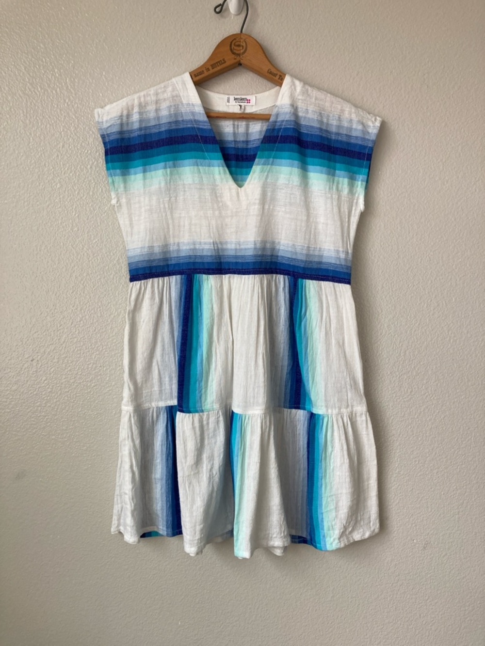 lemlem by liya kebede Striped Mini Dress Teref Short Dress Babydoll Beachy sz S